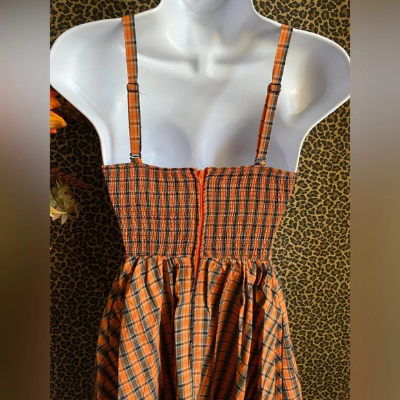 🦋B2G1🦋UNIQUE VINTAGE 50’s Orange & Black Plaid Shimmy & Shake Swing Dres… - Picture 9 of 12